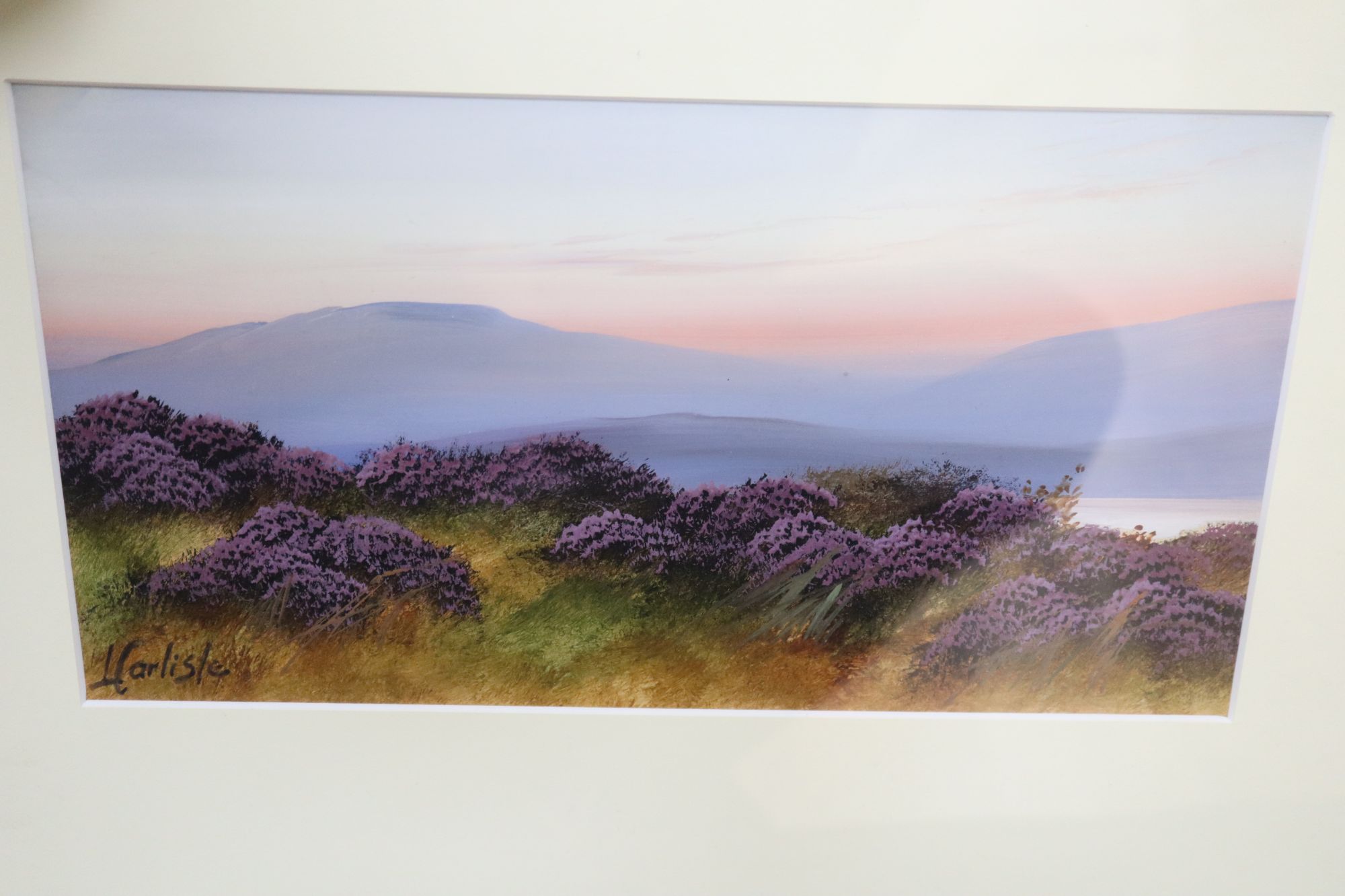 A group of assorted pictures and prints including a Joanne Fontanazzi watercolour of cherries, 29 x 29cm